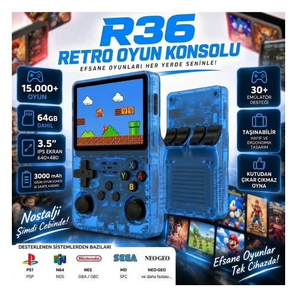 Schitec R36s Mavi Gameboy - Görsel 9