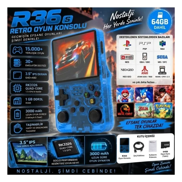 Schitec R36s Mavi Gameboy - Görsel 2
