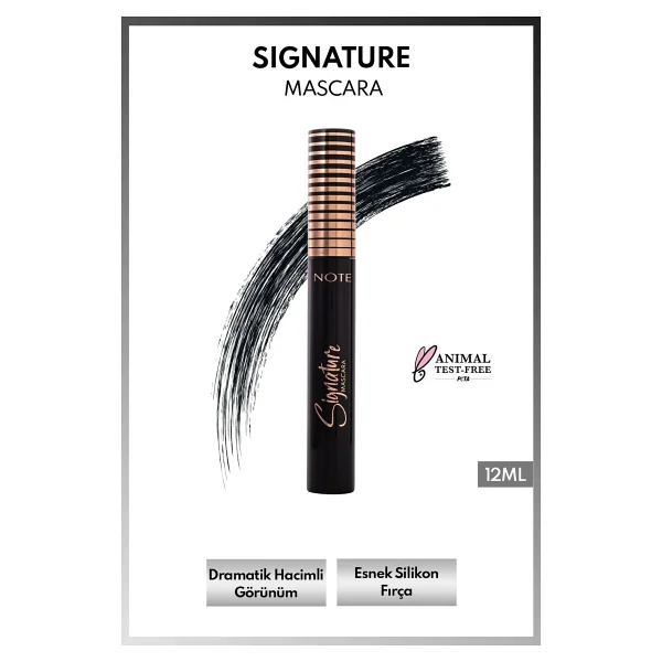 Note Signature Hacim Ve Takma Kirpik Etkili Ultra Siyah Maskara - Görsel 3