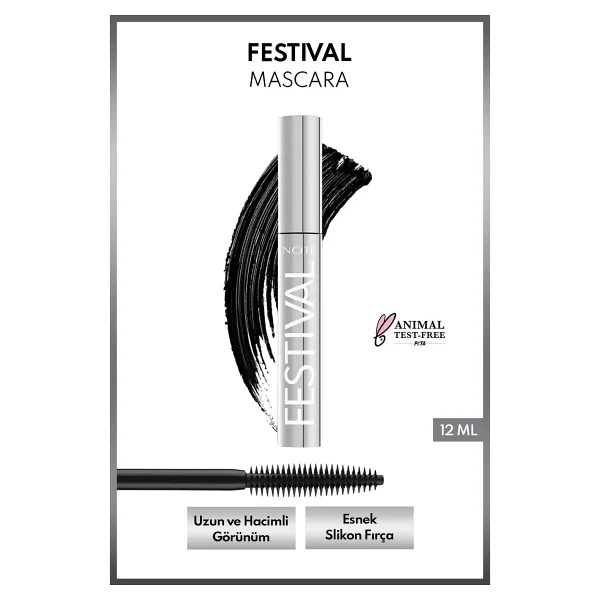 Note Festival Yoğun Hacim Ve Uzatma Etkili Siyah Maskara - Görsel 2