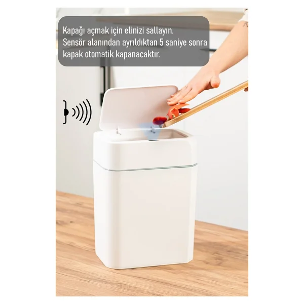 Porsima 4147 12 Lt Hareket Sensörlü Sessiz Kapatma Çöp Kovasıvası - Görsel 2