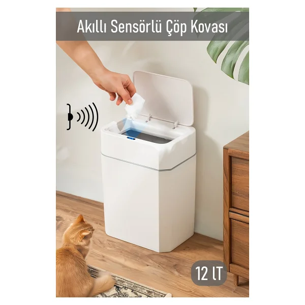 Porsima 4147 12 Lt Hareket Sensörlü Sessiz Kapatma Çöp Kovasıvası - Görsel 3