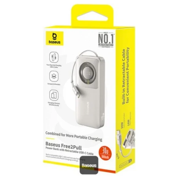 Baseus Free2Pull Gri 10000 mAh Hızlı Şarj Powerbank - Görsel 4