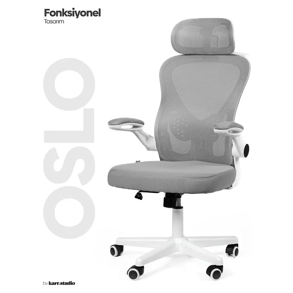 Karr Office Oslo Gri Ergonomik Çalışma Koltuğu - Görsel 9