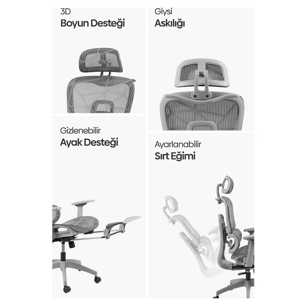 Karr Office Odessa Gri Fonksiyonel Çalışma Koltuğu - Görsel 4