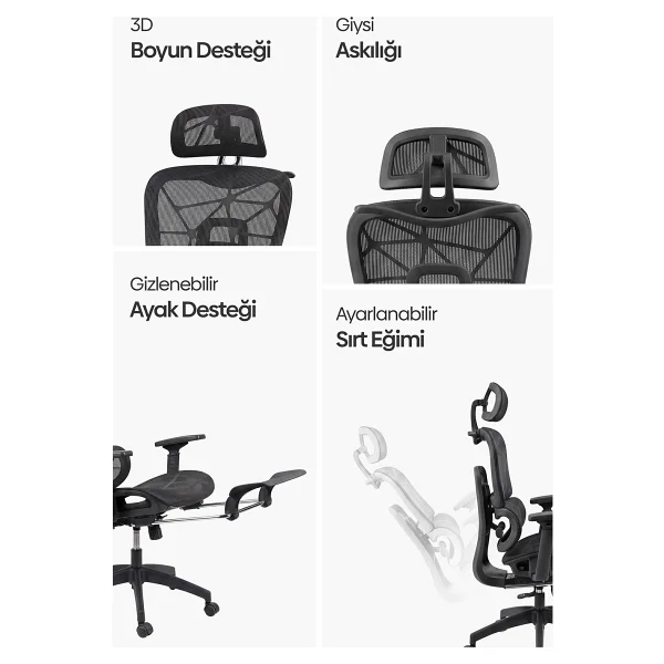 Karr Office Odessa Siyah Fonksiyonel Çalışma Koltuğu - Görsel 4