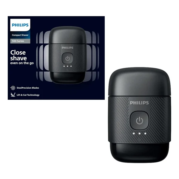 Philips 500 Serisi Taşınabilir Elektrikli Kompakt Islak/kuru Tıraş Makinesi, 3 Yönlü Başlık, 40 Dakika Çalış - Standart - Görsel 2