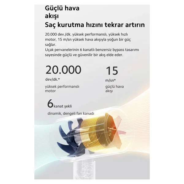 Xiaomi H101 İyonlu Pembe 1000 W Saç Kurutma Makinesi - Görsel 8