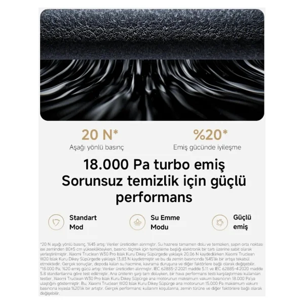 Xiaomi Truclean W30 Pro Islak Kuru Şarjlı Dikey Süpürge - Görsel 4