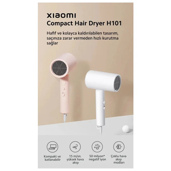 Xiaomi 1600w Kompakt Saç Kurutma Makinesi - Güçlü Performans, Soğuk Hava Modu, 2 Hız Ayarı, Ergonomik Tasarım, Profesyonel Kullanım İçin - Görsel 3