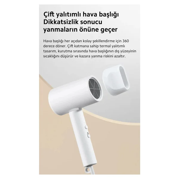 Xiaomi 1600w Kompakt Saç Kurutma Makinesi - Güçlü Performans, Soğuk Hava Modu, 2 Hız Ayarı, Ergonomik Tasarım, Profesyonel Kullanım İçin - Görsel 9