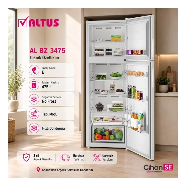 Altus AL BZ 3475 Çift Kapılı No Frost Buzdolabı - Görsel 3