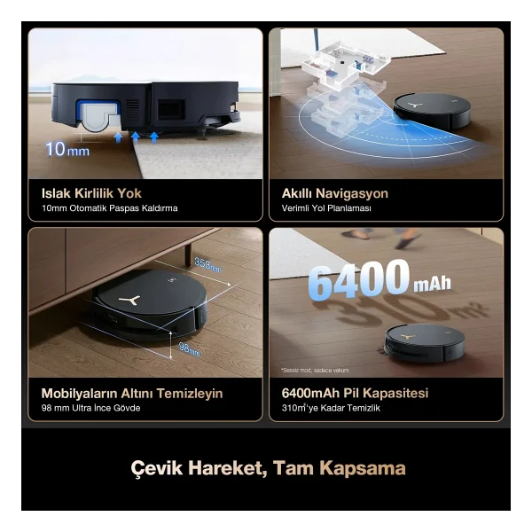 Ecovacs Deebot X8 Pro Omni Çöp İstasyonlu Akıllı Robot Süpürge - Görsel 5