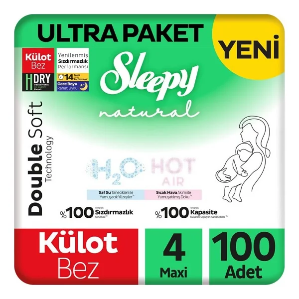 Sleepy Natural Double Soft 4 Numara Maxi 100'lü Külot Bez - Görsel 6