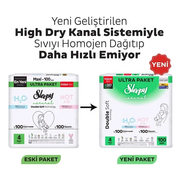 Sleepy Natural Double Soft 4 Numara Maxi 100'lü Külot Bez - Görsel 8