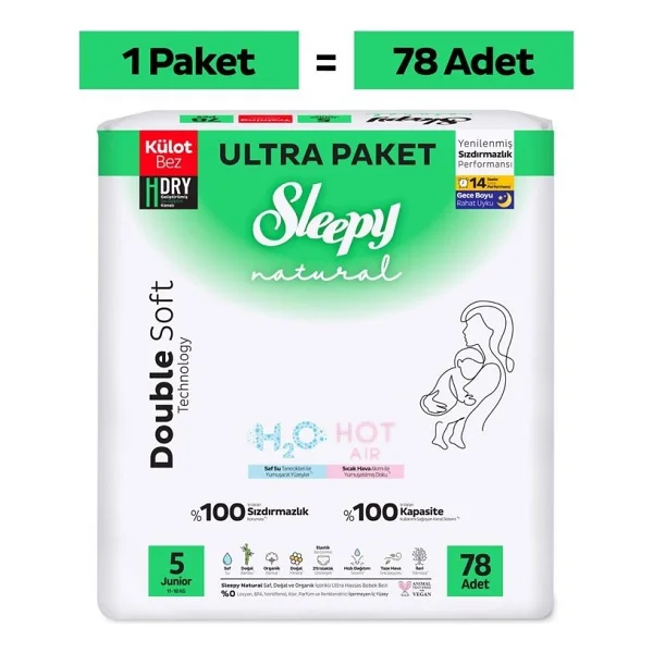 Sleepy Natural Double Soft 5 Numara Junior 78'li Külot Bez - Görsel 7