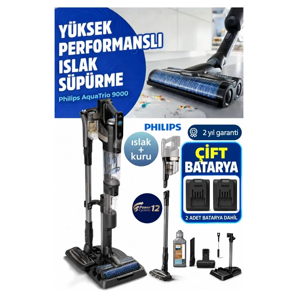 Philips Aqua Trio 9000 Serisi Xw9463/11 Islak Kuru Şarjlı Dikey Süpürge - Görsel 7