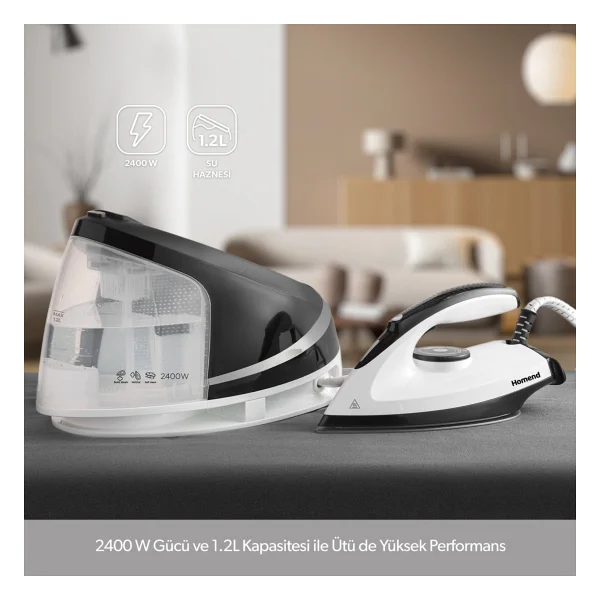 Homend Steamwork 1167h Siyah Beyaz 2400 W Buhar Kazanlı Ütü - Görsel 2