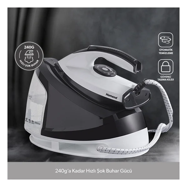 Homend Steamwork 1167h Siyah Beyaz 2400 W Buhar Kazanlı Ütü - Görsel 3
