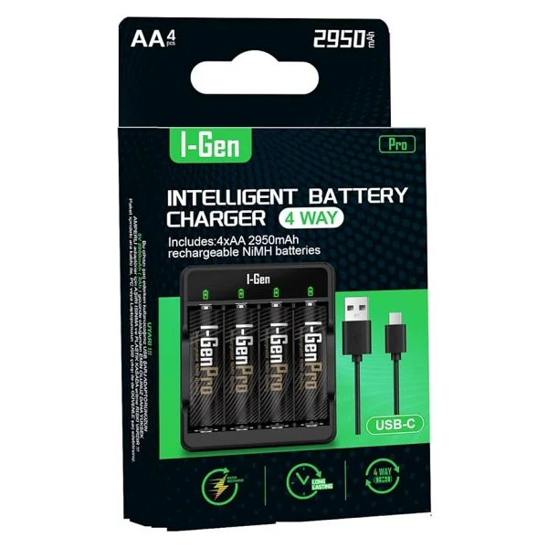 I-Gen G429 Usb Pil Şarj Aleti + Pro 2950 mAh 4'lü AA Kalem Pil - Görsel 9