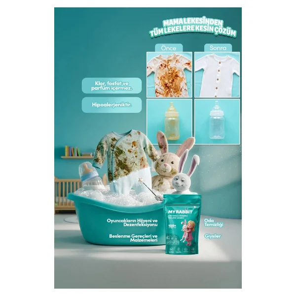 My Rabbit! Çok Amaçlı Oksijenli Toz Leke Çıkarıcı 800 Gr 3'lü - Görsel 5