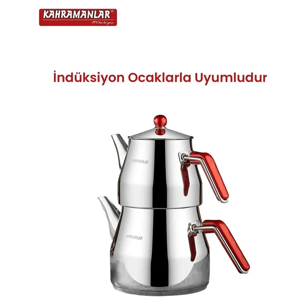Kahramanlar Prizma Orta Boy Çelik Çaydanlık - Görsel 4