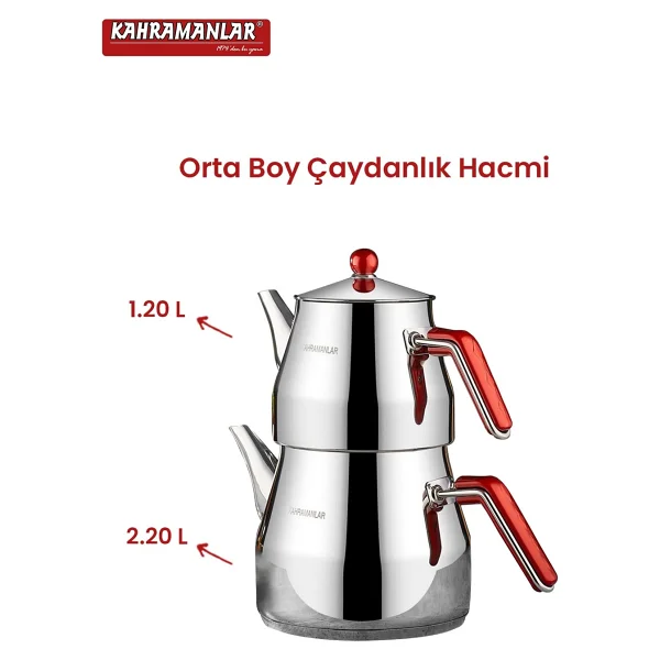 Kahramanlar Prizma Orta Boy Çelik Çaydanlık - Görsel 6