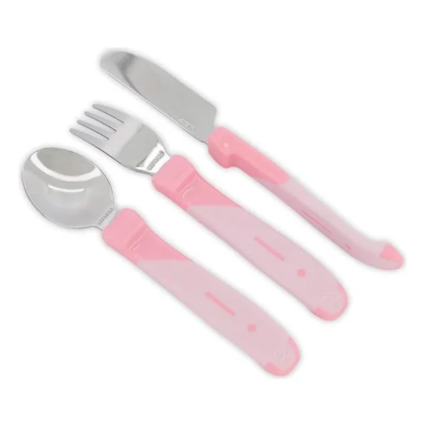 Twistshake Paslanmaz Çelik 3'lü Bebek Çocuk Çatal Kaşık Seti Pembe 12+ Ay - Görsel 2