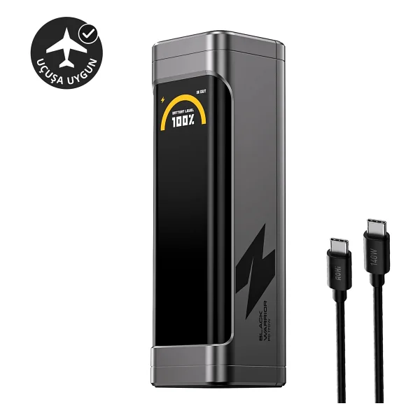 Aohi Black Warrior 25.200 mAh 170w Powerbank, Youth 3 Portlu 140w Şarj Adaptörü Seti - Görsel 2
