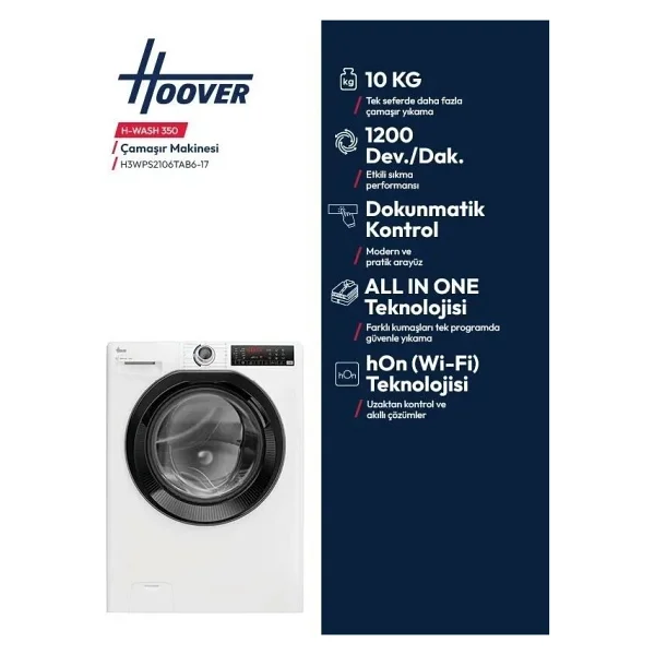 Hoover H3wps2106tab6-17 10 Kg 1200 Devir Çamaşır Makinesi - Görsel 5