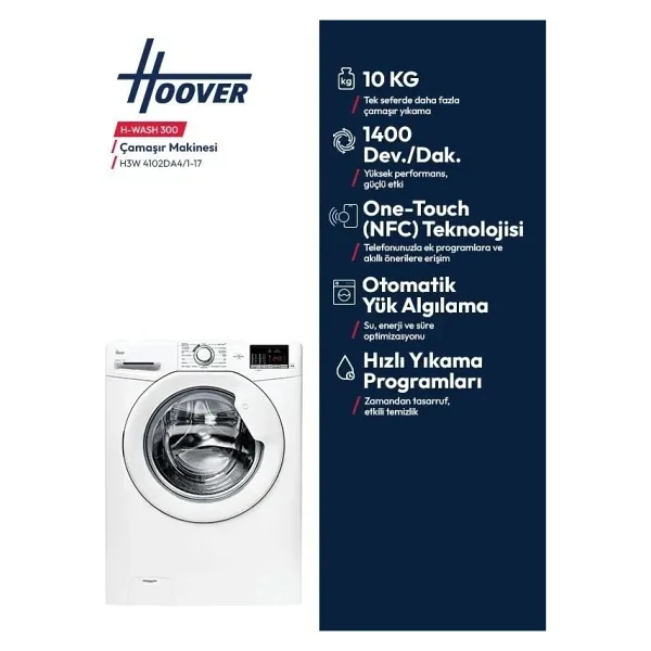 Hoover H3w 4102da4/1-17 10 Kg 1400 Devir Çamaşır Makinesi - Görsel 4