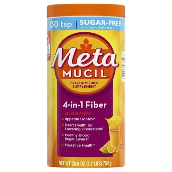 Metamucil 4-In-1 Psyllium Fiber Supplement 754 gr Portakal Aromalı Toz 130 Adet Şeker İçermeyen
