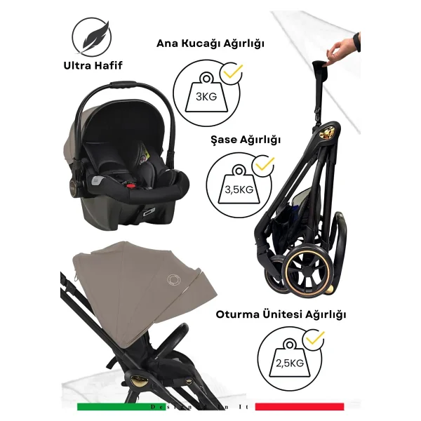 Prego 2224 Quark Turuncu Kabin Tipi Bebek Arabası - Görsel 5