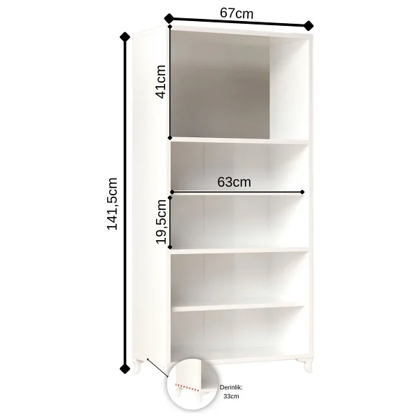 Aeka Ae-2065 Nergis Beyaz Çok Amaçlı Mutfak Dolabı&Banyo Dolabı, 4 Kapaklı, Mikrodalga Fırın Dolabı,Raflı - Görsel 6