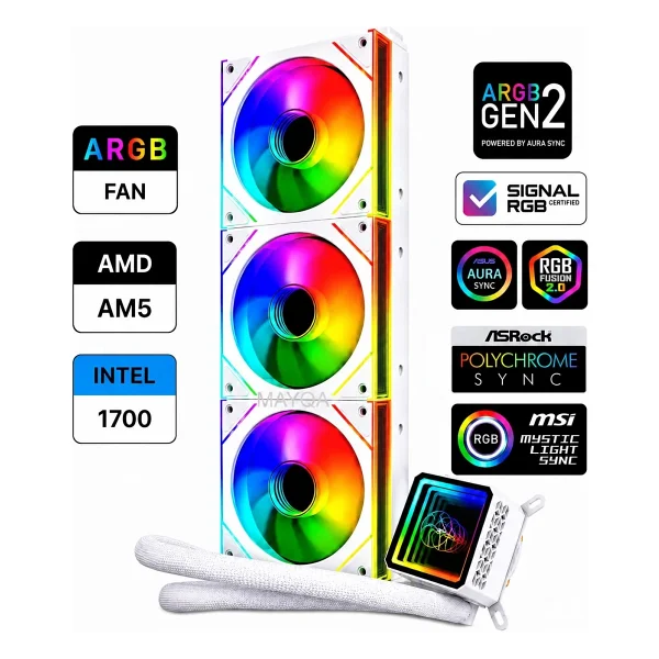 Gametech Hydra AHD360W ARGB 360 mm Beyaz İşlemci Sıvı Soğutucu - Görsel 8