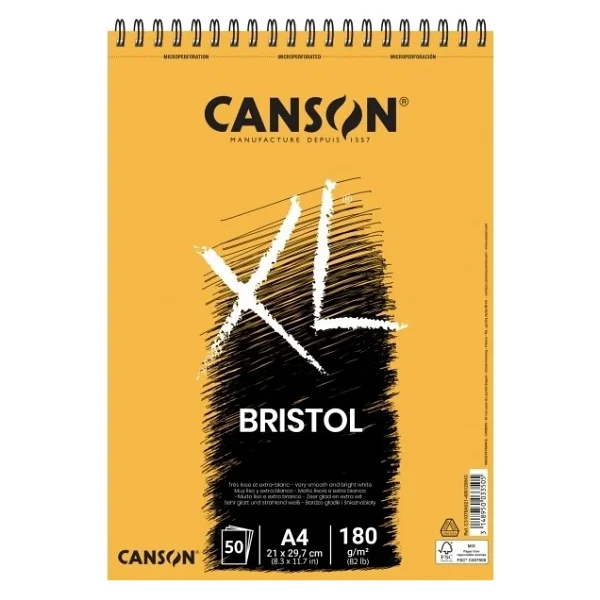 Canson XL Bristol Pad Spiralli Bristol Marker Çizim Defteri Blok 180 Gr A4 50 Yaprak - Görsel 3