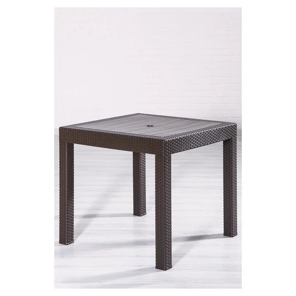 Mobetto Rattan 80x80 Camsız Kahve Masa - Bahçe&Balkon&Teras - Kahverengi - Görsel 2