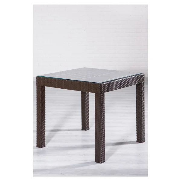 Mobetto Rattan 80x80 Camsız Kahve Masa - Bahçe&Balkon&Teras - Kahverengi - Görsel 3