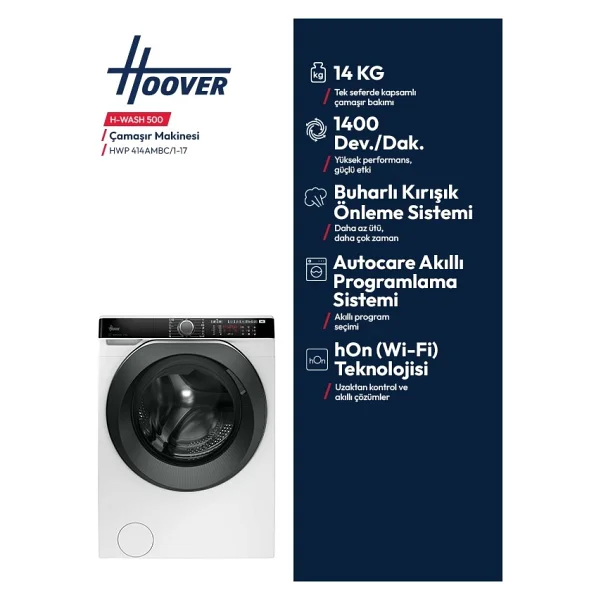 Hoover Hwp 414ambc/1-17 Wi-Fi 14 Kg 1400 Devir Çamaşır Makinesi - Görsel 5