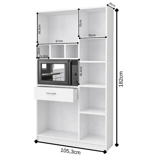 Aeka Ae-3080 Anka 6 Raflı 1 Çekmeceli Çok Amaçlı Dolap - Görsel 7