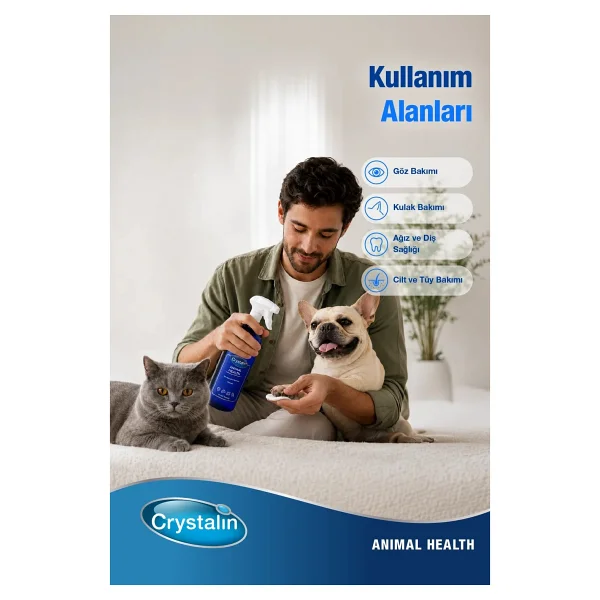 Crystalin Animal Health 500 Ml Yara Bakım Solüsyonu Hassas Ciltler İçin Etkili Temizlik - Görsel 2
