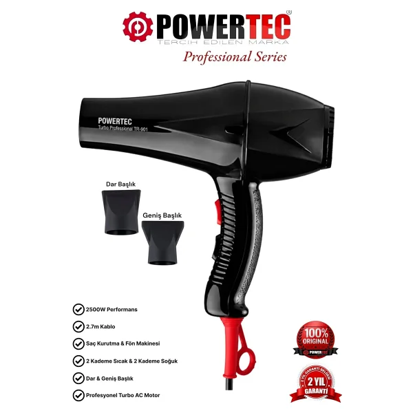 Powertec Tr-901 Turbo Profesyonel 2500 W Saç Kurutma Makinesi - Görsel 7