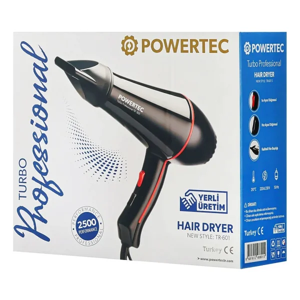 Powertec Tr-601 2500 W Profesyonel Fön Makinesi + Berber Fön Fırçası - Görsel 8