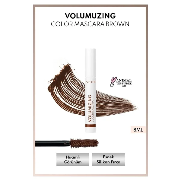 Note Volumizing Color Hacim Ve Uzatma Etkili Kahverengi Tubing Maskara - Görsel 2
