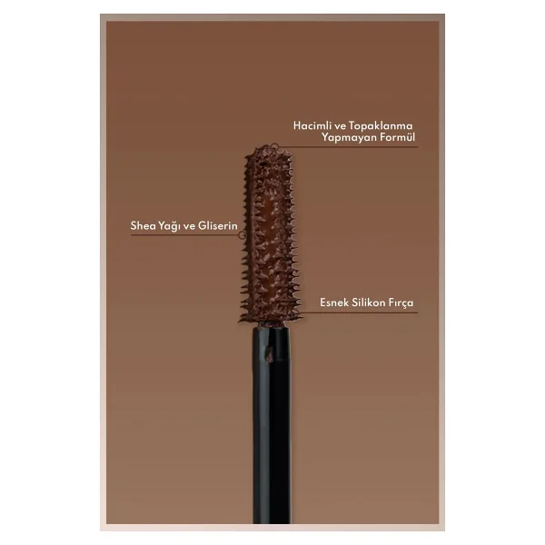 Note Volumizing Color Hacim Ve Uzatma Etkili Kahverengi Tubing Maskara - Görsel 3