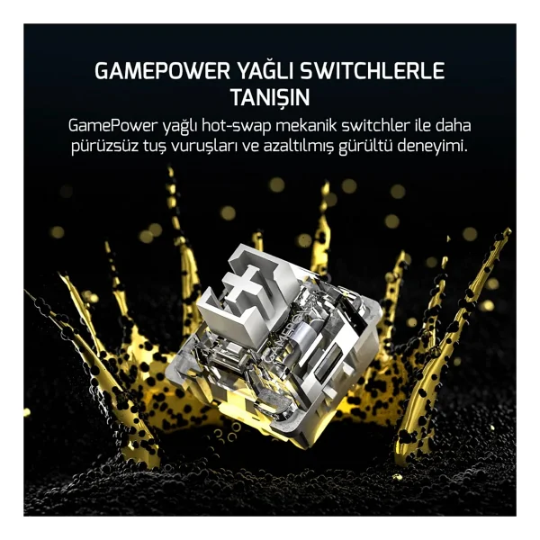 Gamepower Gasket Pro RGB %75 Tkl Red Switch Kablolu/Kablosuz Mekanik Oyuncu Klavyesi - Görsel 10