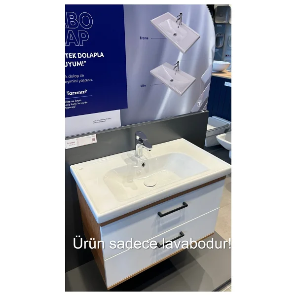 Turkuaz Seramik Frame 65x45 Cm Etajerli Lavabo - Görsel 9
