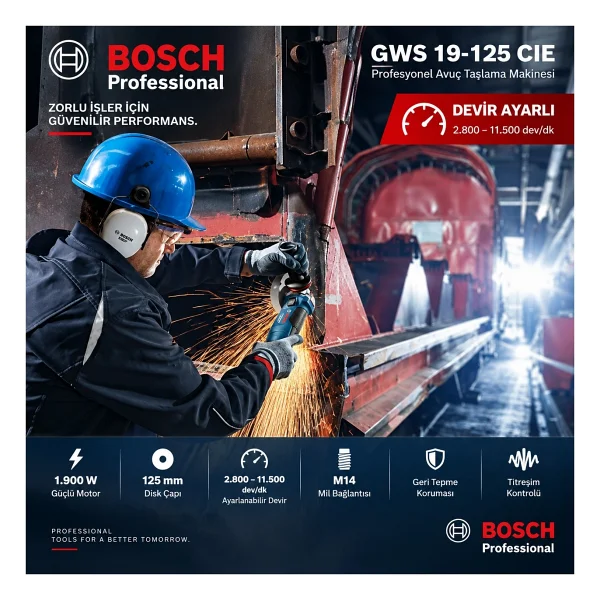 Bosch Gws 19-125 Cıe 1900 W Avuç Taşlama - Görsel 6
