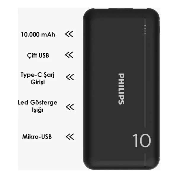 Philips Dlp1810nb Siyah 10000 mAh Powerbank - Görsel 5