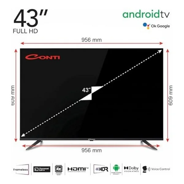 Conti Ct43an300f Full HD Frameless 43" 109 Ekran Uydu Alıcılı Android Smart LED TV - Görsel 5